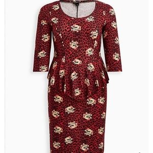 Red Peplum Skull Dress